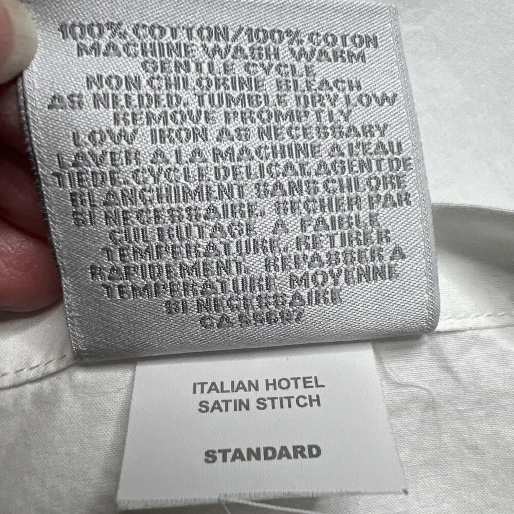 Restoration Hardware Italian Hotel Satin Stitch Standard Sham 1 Piece White Blue